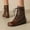 Brown, variant on FRSASU Women's Fashionable Casual Versatile Cool and Stylish Winter Round Toe Lace-Up Fashion Flat Ankle Boots Black