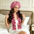 thumbnail image 4 of No Sleep Bonnet 13.78 Inch, Heatless Curl Satin Bonnet for Sleeping with Long Ribbons for Braids Long Hair Twist Locs Natural Hair Overnight Nighttime, Hair Care, Pink, 4 of 4
