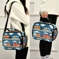 thumbnail image 5 of FORMRS Student Lunch Bag Insulated Reusable Cooler Box with Zipper Pockets, Blue Cute Train Pattern, 5 of 9