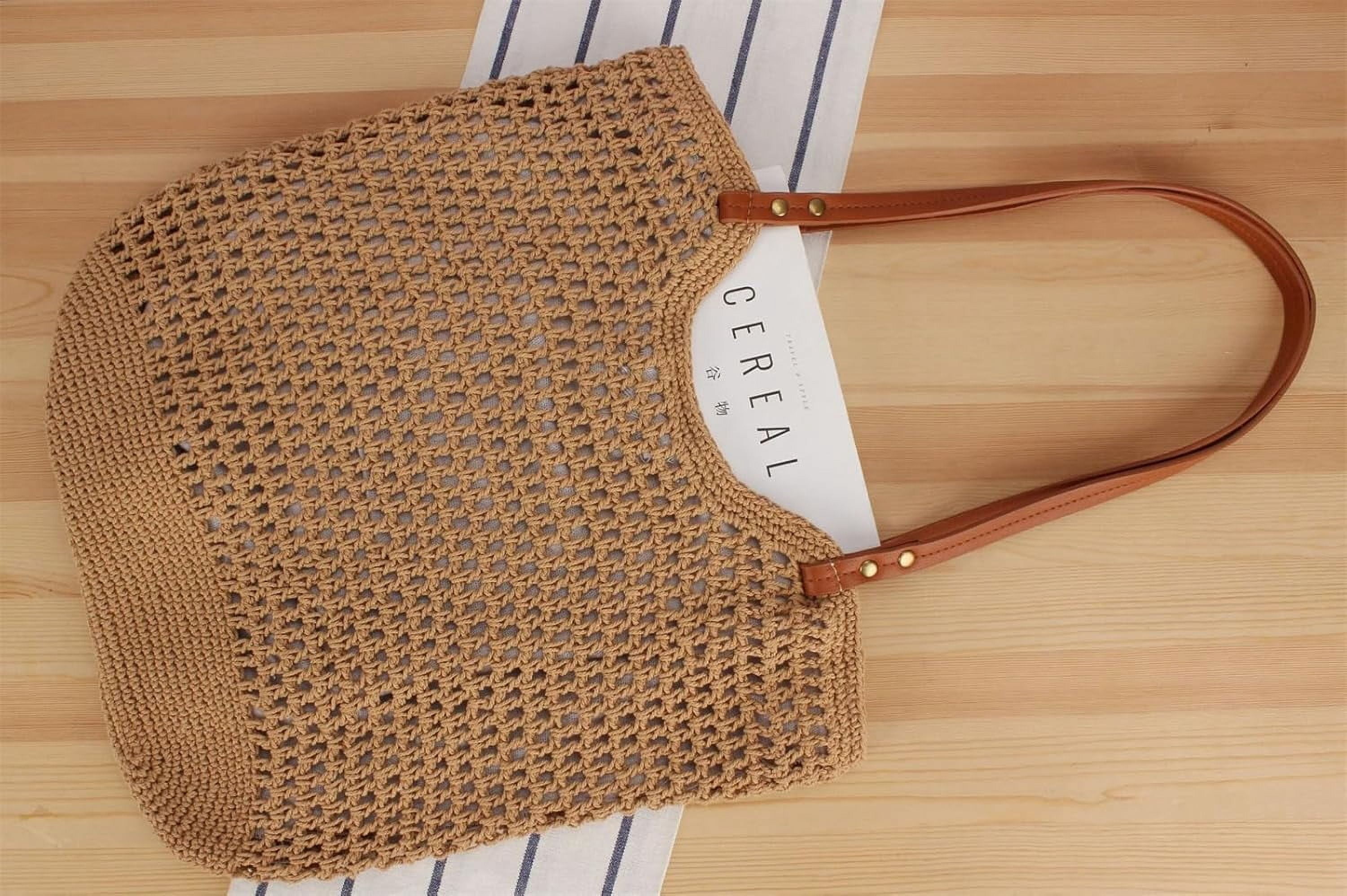 Zhengup Beach Tote Bag Women Summer Purse Crochet Handbag Cotton Knit Woven Shoulder Bag Soft Handmade Mesh Boho Travel Vacation