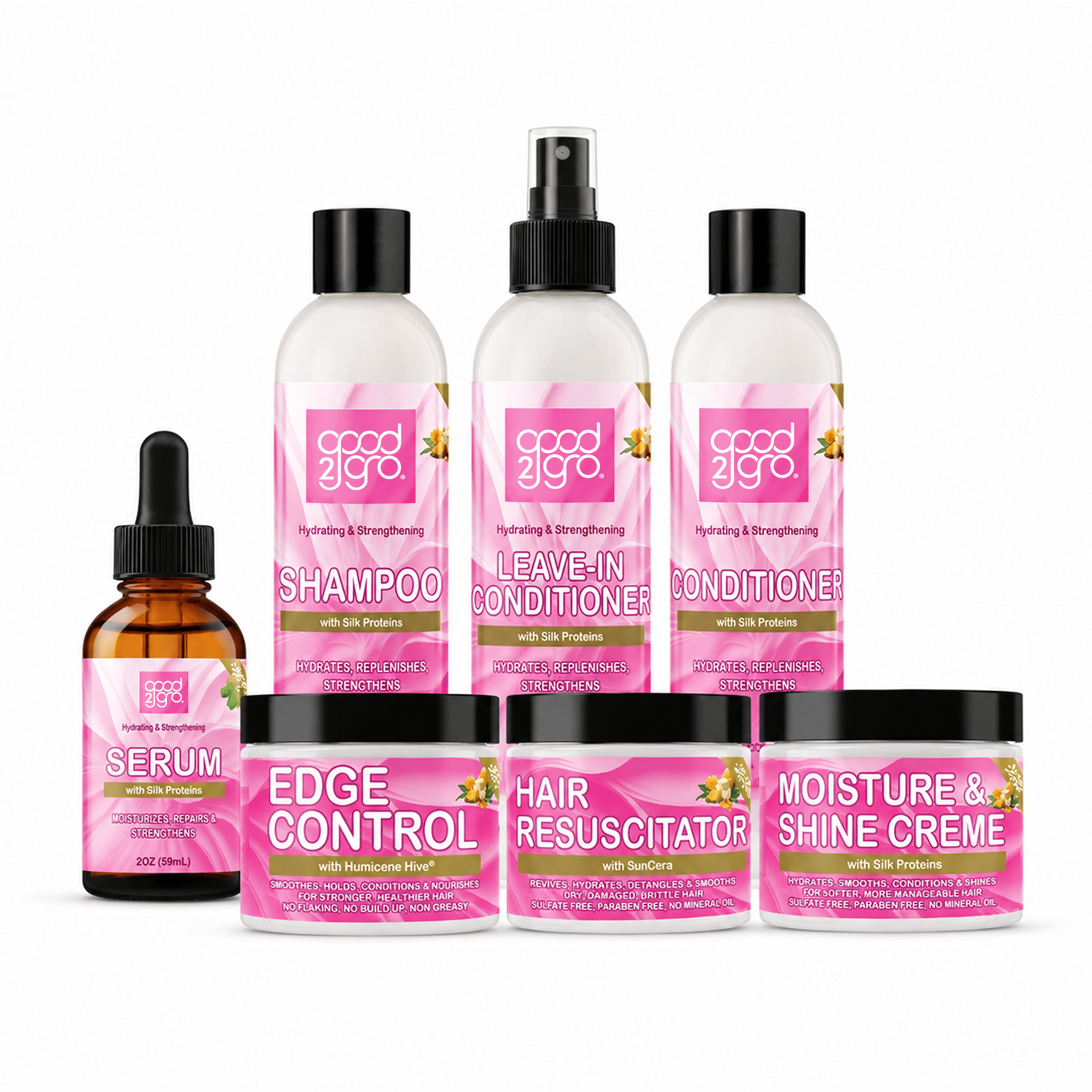 Good2Gro Shampoo & Conditioner Set – 8 fl oz each | Hydrating & Strengthening with Silk Protein, Mango & Shea Butter | Vegan & Cruelty-Free