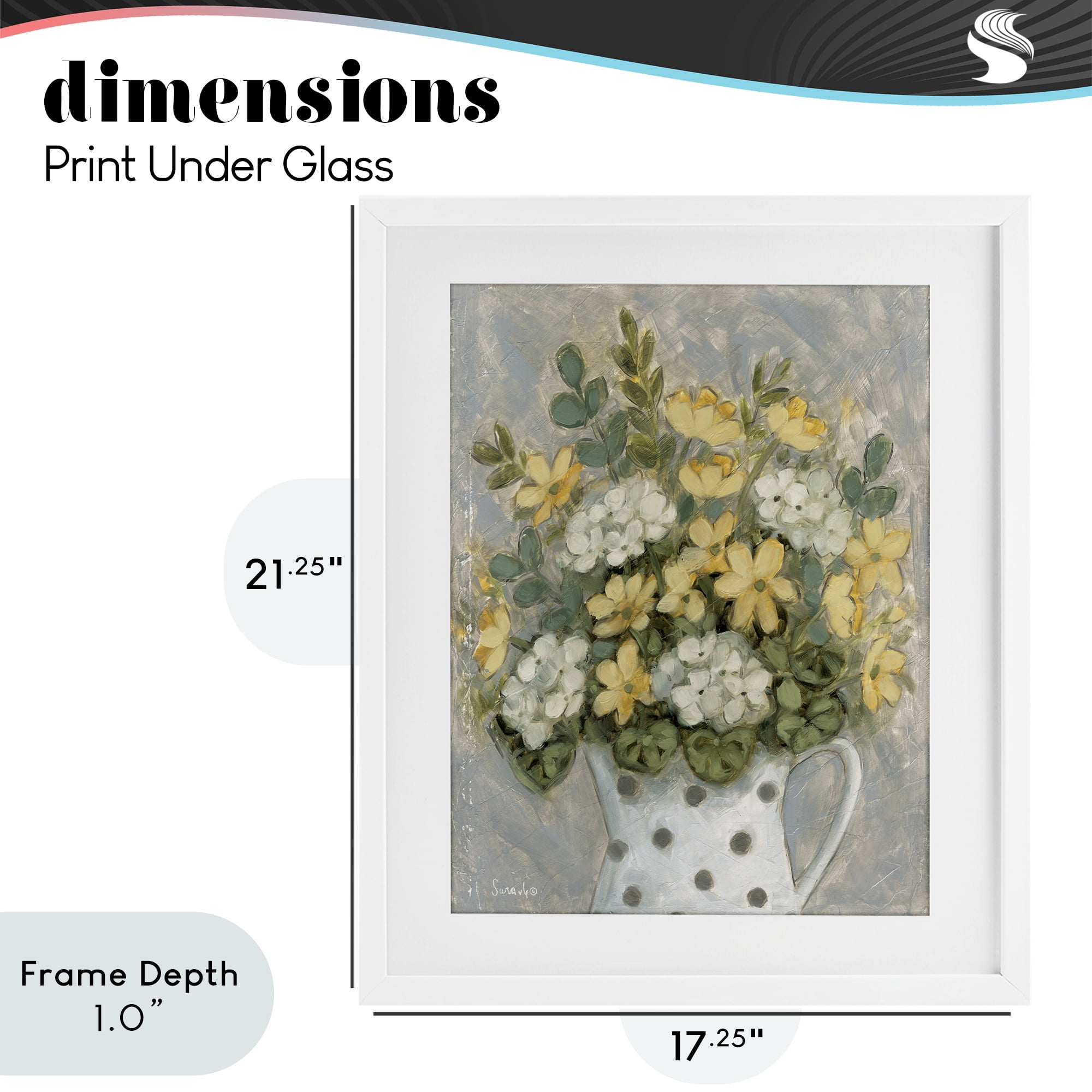 Stupell Industries Farm Fresh Bouquet Dotted Vase White Framed Print Under Glass, design by Sara G. Designs