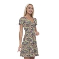 thumbnail image 1 of Women’s A Line Batik Summer Dress, Retro Triangle Arrangement, Cross Wrap V Neck, 6 Sizes, by Ambesonne, 1 of 2
