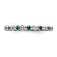 thumbnail image 4 of 925 Sterling Silver Created Emerald Diamond Stackable Ring Birthstone May Gemstone Fancy, 4 of 8