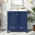 thumbnail image 4 of 30" Bathroom Vanity with Sink Set, Solid Wood Bathroom Cabinet with One Drawer and Storage Doors, Multi-function Single Bathroom Vanity with Undermount Sink, Blue, 4 of 18