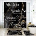 thumbnail image 6 of Hadint 4Pcs Gold Marble Gilt Texture Letter Butterfly Print Pattern Bathroom Shower Curtains Set, 12Pcs Hooks, 71inx71in, 6 of 12