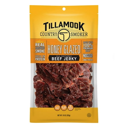 2 x - Tillamook Country Smoker Real Hardwood Smoked Beef Jerky, Honey Glazed, 10 Ounce