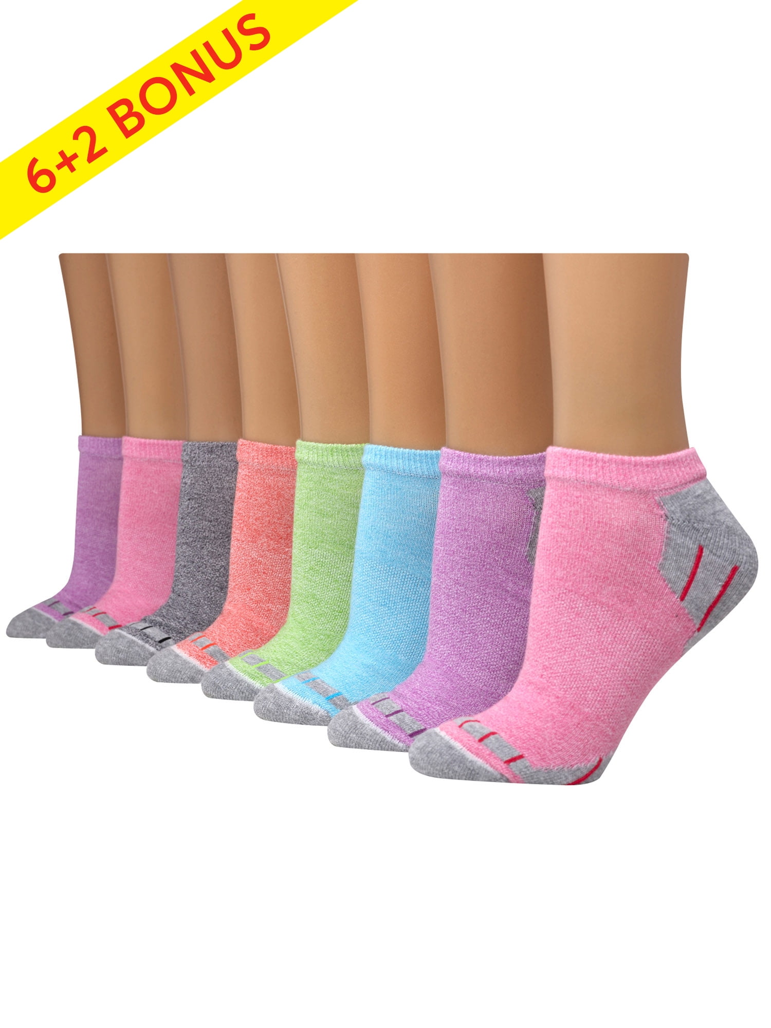 Hanes Womens' Sport Cool Comfort No Show Socks, 6+2 bonus pack