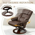 thumbnail image 6 of AVAWING Swivel Recliner Chair with Ottoman, Adjustable Faux Leather Lounge Chair, Reclining Chair and Ottoman with Wood Base for Living Room & Bedroom, Brown, 6 of 8