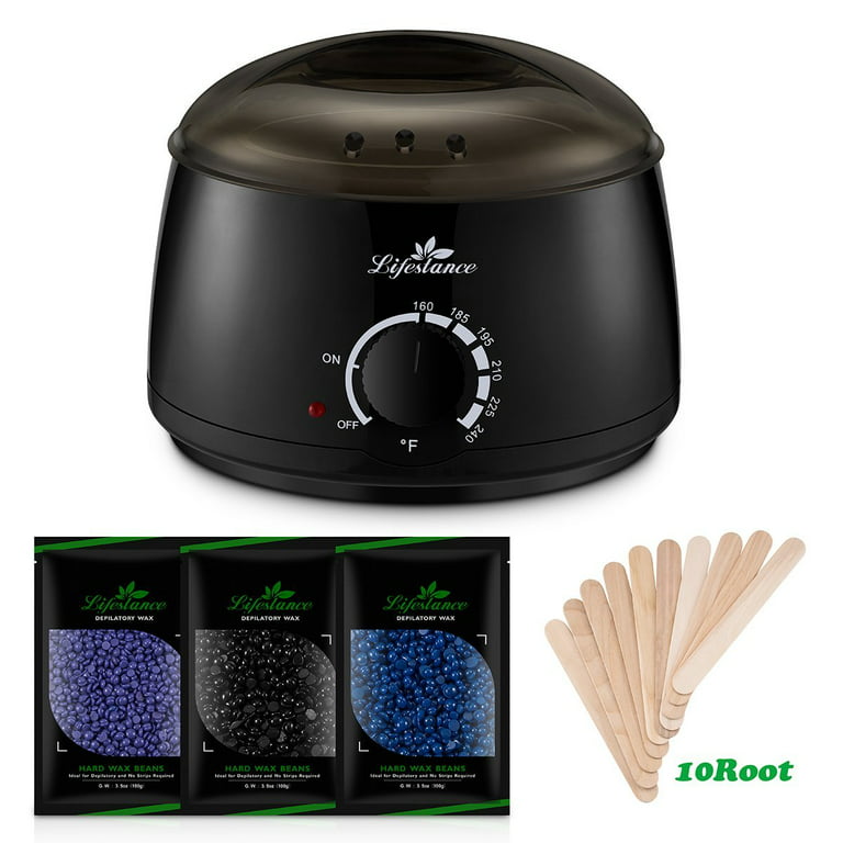 Lifestance Wax Warmer Hair Removal Home Waxing Kit Electric Pot Heater for  Rapid Waxing of All Body, Face, Bikini Area, Legs with 4 Flavor Hard Wax  Beans & 10 Wax Applicator Spatulas(At-home