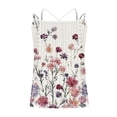 thumbnail image 5 of Women's Summer Tank Tops Floral Printed Sleeveless Spaghetti Strap Tees Scoop Neck Flowy Loose Casual Blouses (XL, White), 5 of 5