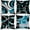 Black and Blue, variant on Blue and Black Throw Pillow Covers 18x18 Inches Set of 4 Decor Decorative Throw Pillow Cover Abstract Modern Geometric Teal Square Cushion Cases for Sofa Bed Couch