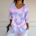 thumbnail image 4 of Endives Women's 3/4 Length Sleeve Womens Tops 2025 Vintage Fashion Casual Loose with Round Neck Shirts Blouse, 4 of 6