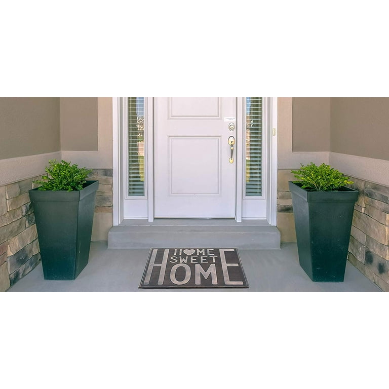 Evideco Home Sweet Home Half Round Front Doormat Outdoor 30 x 18 Rubber Door Mat for Entry Way