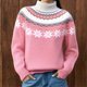 thumbnail image 1 of Suéter de cuello redondo para mujer, estilo étnico, cuello redondo, color block, suelto y moderno, suéter de punto, blusa para mujer, 1 of 6