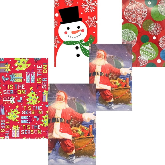 Christmas Holiday Santa Tree Ornament Medium & Large Gift Boxes (5 Gift Boxes Set)