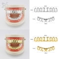 thumbnail image 1 of 1 PC/1 Set Hip Hop Silver Gold Plated Grillz Teeth Shiny CZ Crystal Cross Gap Grillz Rose Star Shape Top &amp; Bottom Tooth Cap BLD, 1 of 7
