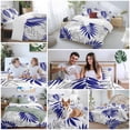 thumbnail image 6 of Blue Leaves Bedding 3 Piece Duvet Cover Set Queen Size, Abstract Modern Geometric Lines Simple Art Soft Microfiber Comforter Cover with Zipper Closure & Pillowcases, FadeResistant Quilt Cover, 6 of 9