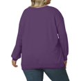 thumbnail image 4 of Plus Size Sweatshirt for Women Oversized Crewneck Long Sleeve Pullover Tops Solid Color for Casual Loungewear,Purple,3XL, 4 of 4