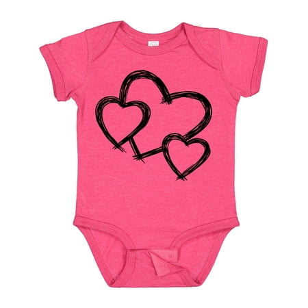 

Inktastic Three Black Hearts Boys or Girls Baby Bodysuit
