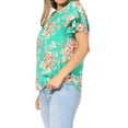thumbnail image 2 of Women's Casual Floral Flowy Short Sleeve Round Neck Key Hole Tee Blouse Top, 2 of 6