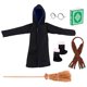 thumbnail image 1 of Ropa de muñeca de elfo, accesorios de Navidad, camisón de falda de manga corta, abrigo negro de Halloween, bufanda, gafas, escoba, regalo para niños, 1 of 4