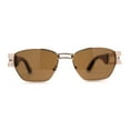 thumbnail image 2 of SA106 Mens Luxury Art Deco Metal Engraving Rectangle Sunglasses Gold Solid Brown, 2 of 4
