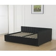 thumbnail image 6 of Corner Bed Frame with Storage Drawers, Upholstered Full Size Daybed with L Shaped Headboard, Wood Slats Frame for Living Room, Bedroom, Black, 6 of 8