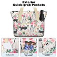 thumbnail image 2 of Tote Bag for Women - Husky Dog Flower Floral Shoulder Bag - Large Utility Work Duffle Bag with Zipper Handbag for Travel, Work, Sprots, 2 of 5