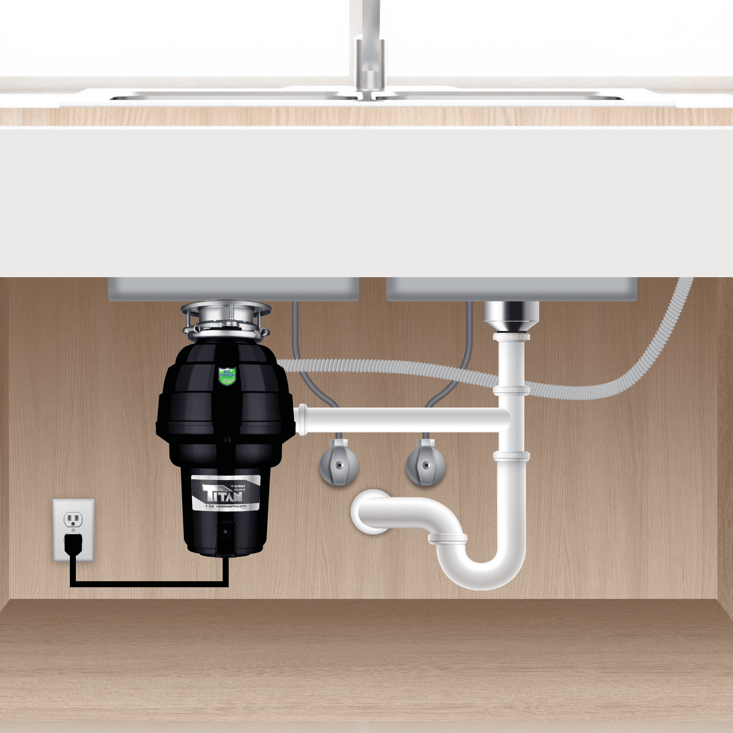 Titan 1-1/4 HP Premium Garbage Disposal with Power Cord 10-US-TN-1060-3B