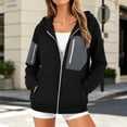 thumbnail image 5 of TGSLY Color Block Zipper Pocket Hoodies for Women Lightweight Full Zip Long Sleeve Drawstring Hooded Sweatshirts Loose Causal Solid Color Athletic Coat XXL, 5 of 9