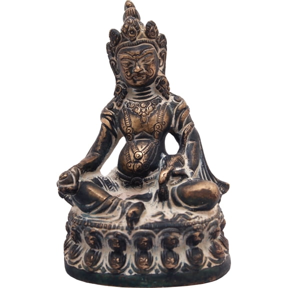 4 inch Kubera Tibetan Buddhist Wealth God Nakula Mongoose Brass Statue Prosperity