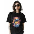 thumbnail image 2 of Sunset Sea Dolphins Womens Tshirt Graphic Tees Cotton Crew Neck T-Shirts, Casual Short Sleeve Shirts for Women Teen Girl Coconut Trees Flower, 2 of 3