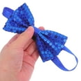 thumbnail image 4 of COMPUKAS 5Pcs Sequin Bow Ribbon for Childrens Clothing Accessory Blue Shiny Style, 4 of 7