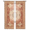 thumbnail image 2 of Orange Boho Semi Sheer Curtains 84 Inch Length 2 Panels Set, Geometric Antique Tribal Retro Ethnic Sheer Kitchen Curtain Privacy Voile Window Curtain for Living Room Bedroom Rod Pocket Drapes, 2 of 7