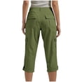 thumbnail image 6 of QATAINLAV Capri Pants for Women High Waisted Rolled Hem Cropped Trousers Summer Knee Length Cargo Capris Pant with Pockets, Army Green, S, 6 of 9