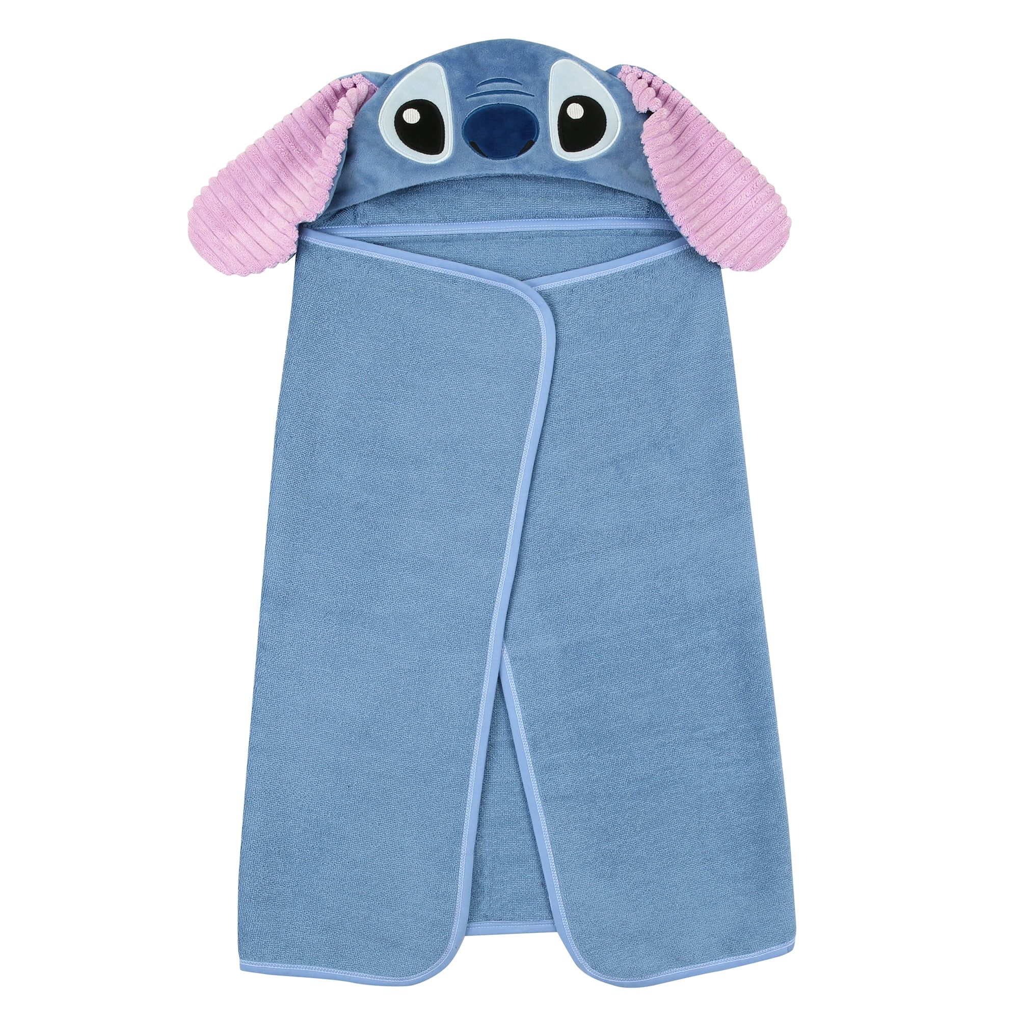 Lambs & Ivy Disney Stitch Luxury Blue Cotton Terry Hooded Baby Bath Towel