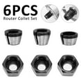 thumbnail image 1 of 6pcs Router Bit Collet Chuck Set 6/6.35/8mm Trimmer Collet Chuck Heads Carbon Steel Collet Chuck Adapter for Drills Engraving Trimming Carving Machine Electric Router Milling Cutter, 1 of 7