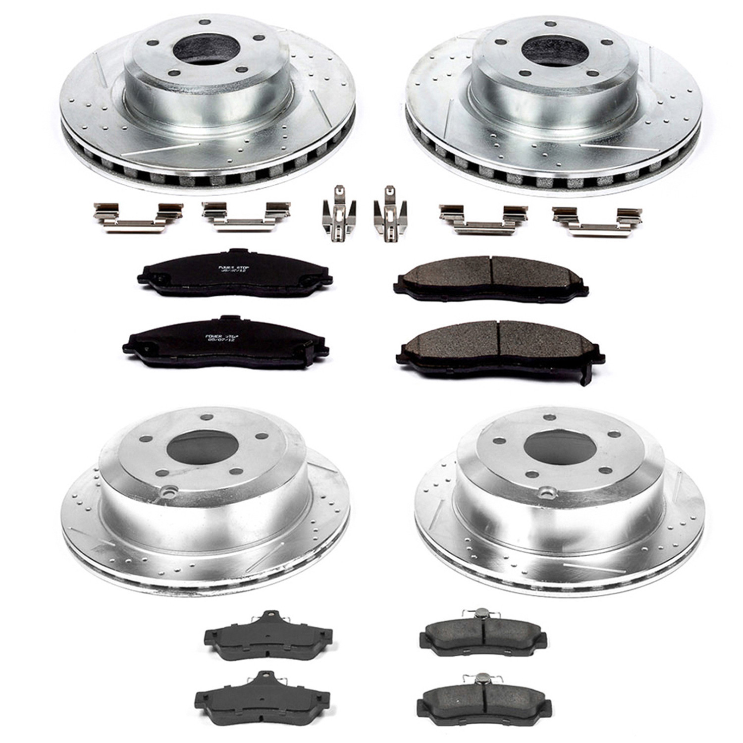PowerStop Front and Rear Z23 Evolution Sport Carbon-Fiber Ceramic Brake Pad and Drilled & Slotted Rotor Kit Fits: PONTIAC Select Models K2893