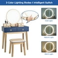 thumbnail image 5 of Topbuy Vanity Table Set 3 Color LED Light Touch Screen Mirror w/ Stool Navy Blue, 5 of 9