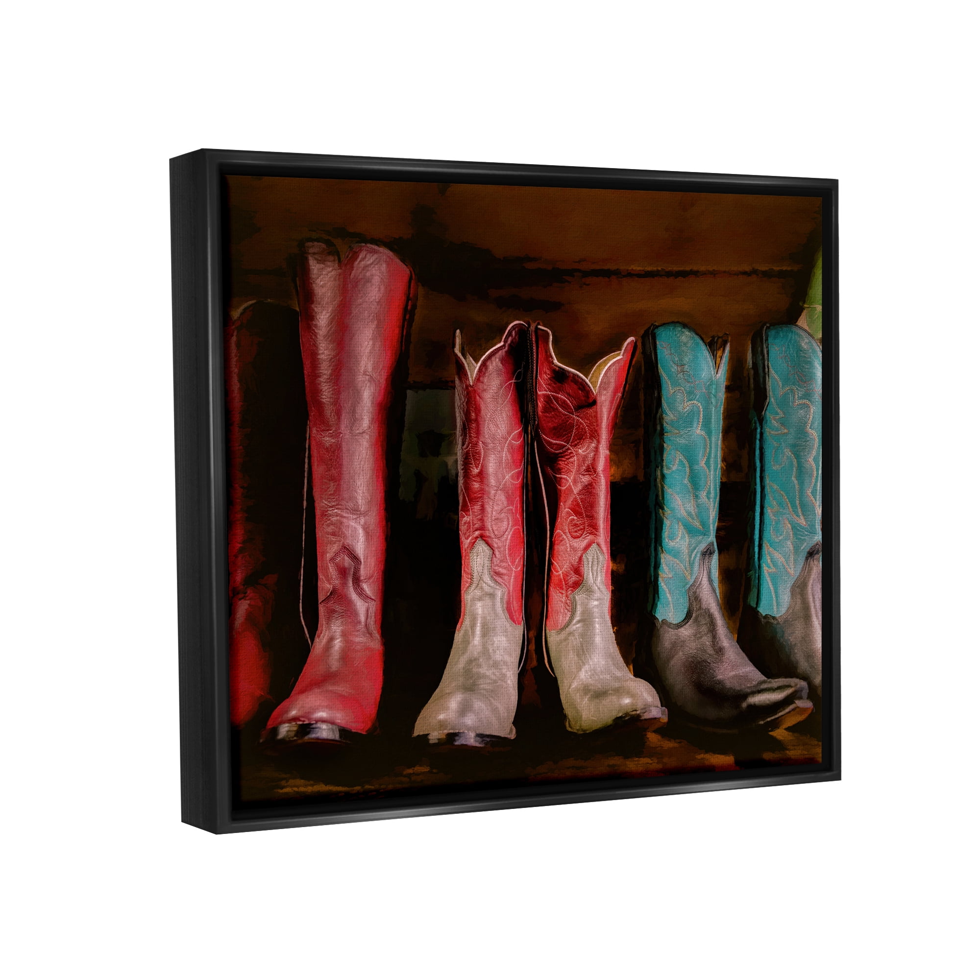 Stupell Industries Cowgirl Boots Photography Beauty & Fashion Photography Black Floater Framed Canvas Art Print Wall Art, 21 x 17