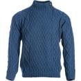 thumbnail image 3 of Aran Button Collar Irish Sweater 100% Merino Wool Men`s Cable Knitted Traditional Pullover Made in Ireland, 3 of 5