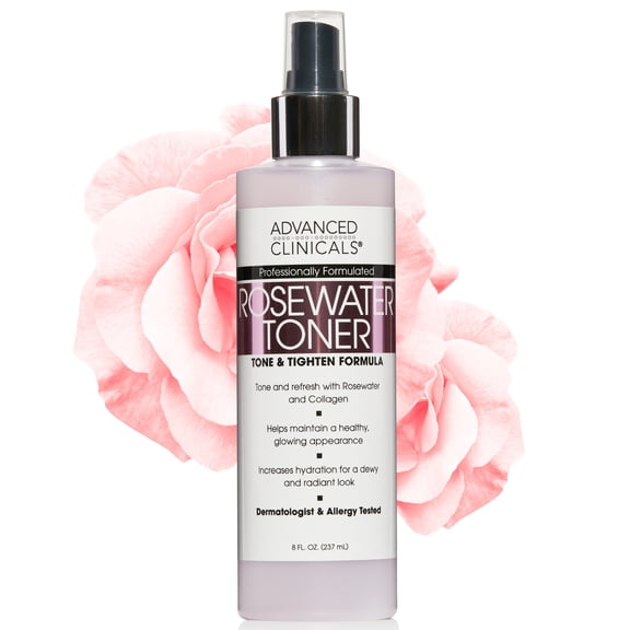 Advanced Clinicals Rosewater Face Toner for Hydration and Toning. 8 fl oz