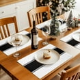 thumbnail image 4 of Black Farmhouse Striped Placemats Set of 12, White Table Mats Washable Heat-Insulation Non-Slip Place Mats for Kitchen Dinner Table Indoor Outdoor Decor,13x19 Inch, 4 of 9