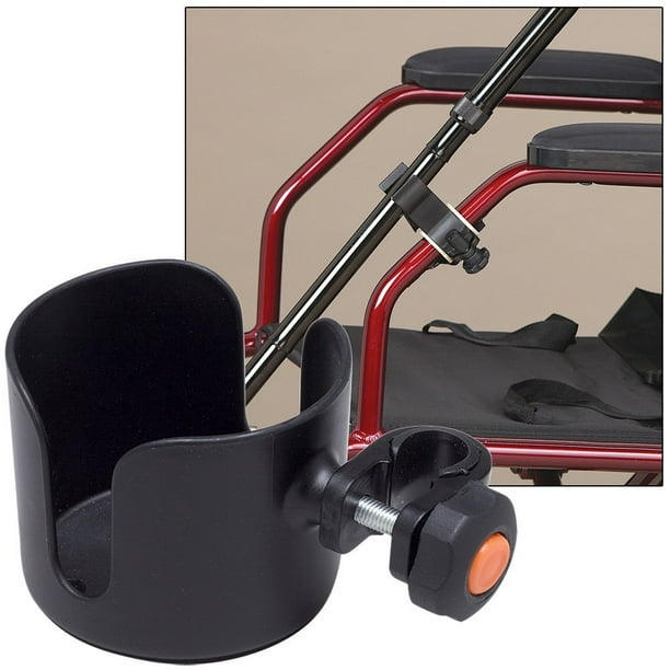 Cup & Cane Holders Clip On Accessory For Wheelchair Walker Rollator No
