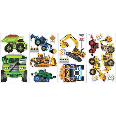 Construction Vehicles Peel and Stick Wall Decals