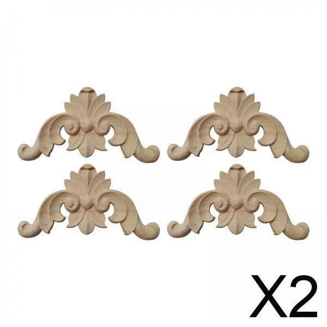 Apliques de madera tallada,Esquina de apliques de madera tallada sin pintar,Molduras de flores de madera sin pintar marco Onlay,Tallado en madera para puerta de cama,armario,armario,Adorno de