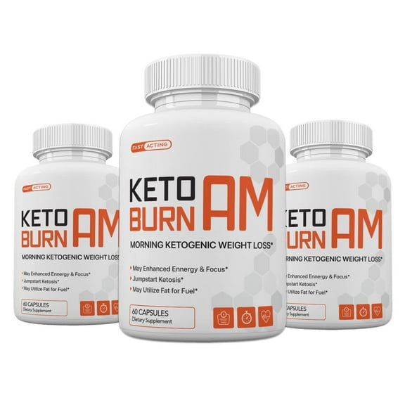 (Pack of 3) Keto Burn AM Morning Ketogenic Weight Management, Keto Burn Pills for Men and Women, 180 Capsules, 3 Months Supply