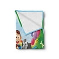 thumbnail image 2 of Cartoon Soft Flannel Fleece Throw Blanket, Group of Animals at the Hilltop with a Rainbow and Balloons Fresh Garden Happy, Cozy Plush for Indoor and Outdoor Use, 70" x 90", Multicolor, by Ambesonne, 2 of 5