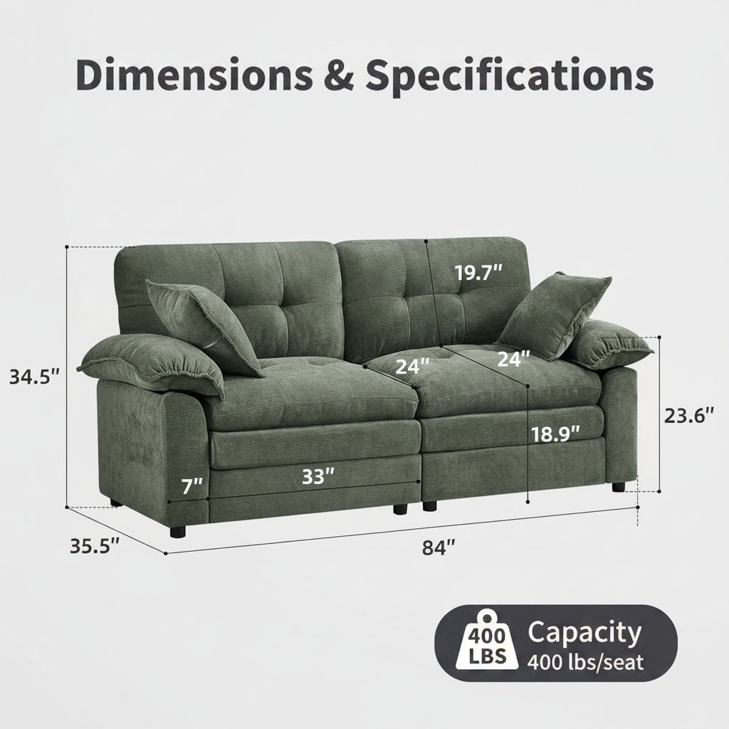 Sailvan 83" Loveseat Sofa, Comfy Corduroy Cloud Couch with Deep Seat, Modern 2-3 Person Sofa for Living Room, Apartment and Small Spaces